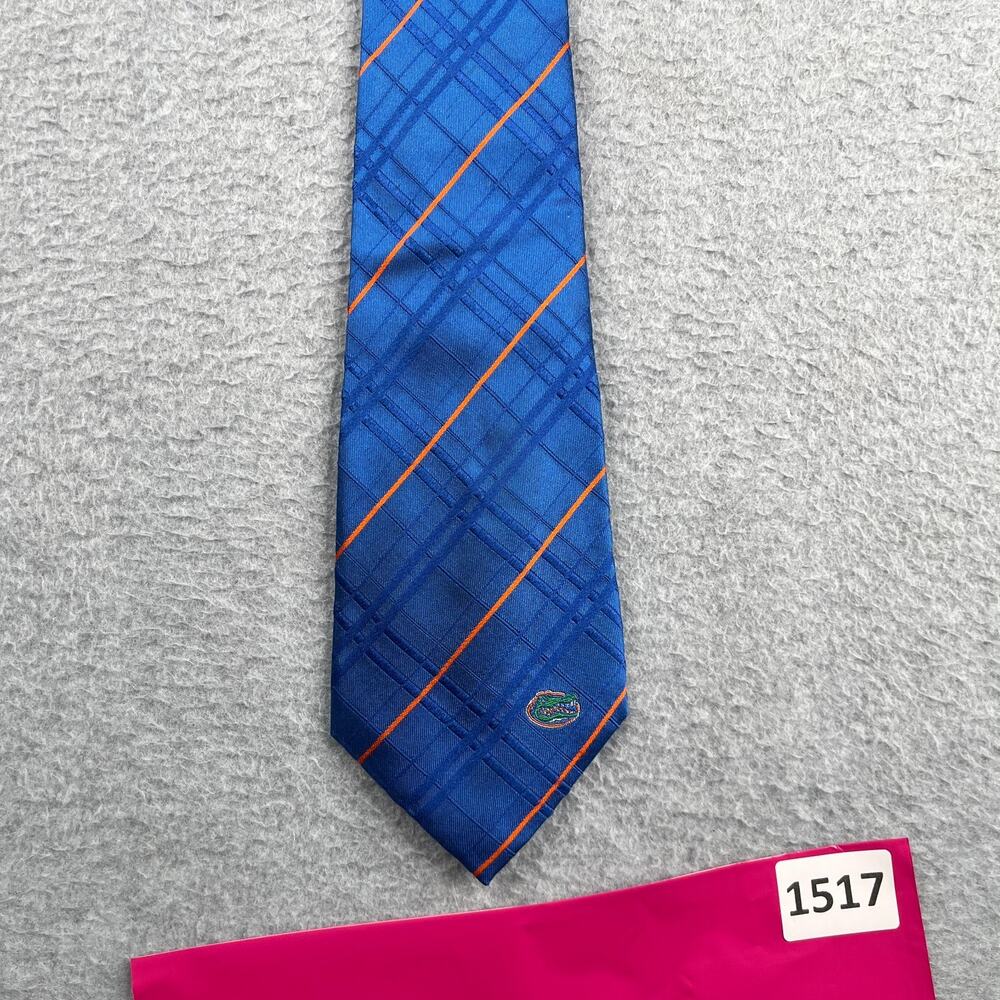 Florida Gators Tie Necktie Silk Blue Orange Diagonal Strip Logo Eagle Wings